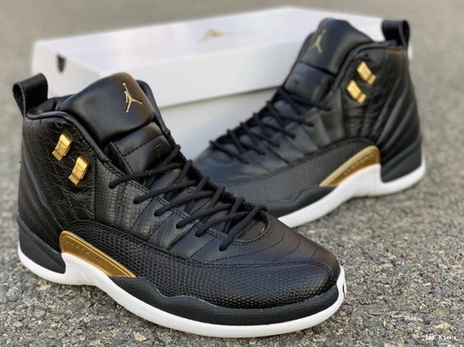 Gold-White Retro 'Reptile' Jordan 12 AO6068-007 Air Black Metallic 0801